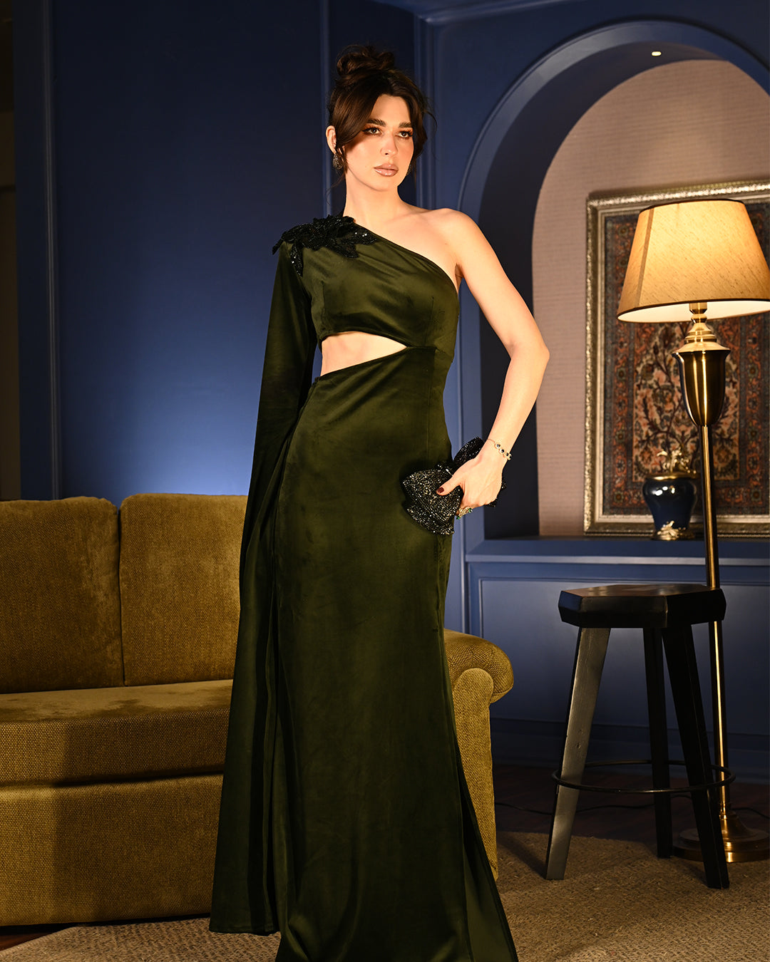 Olive Velvet Eva Gown