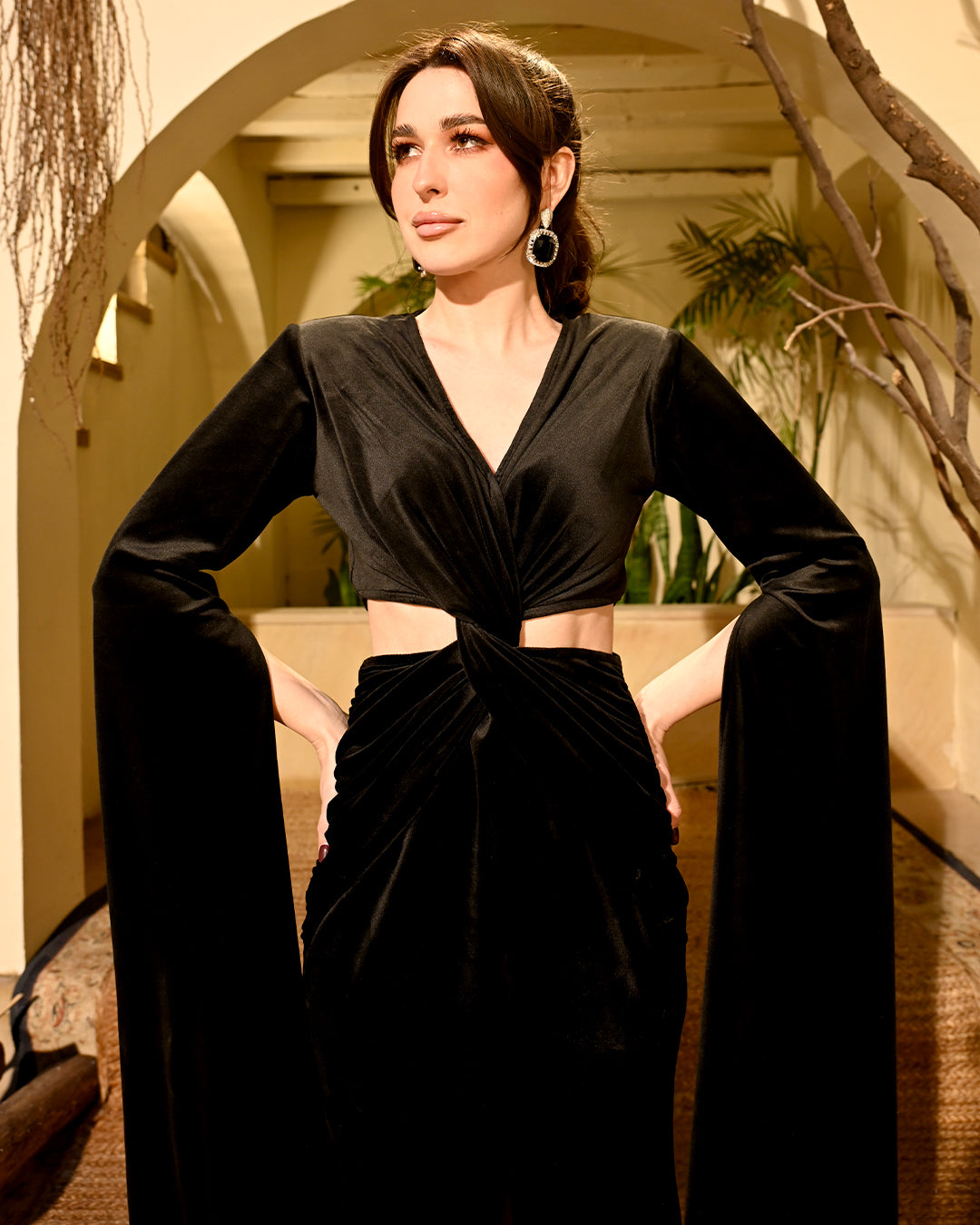 Black Velvet Athena Gown