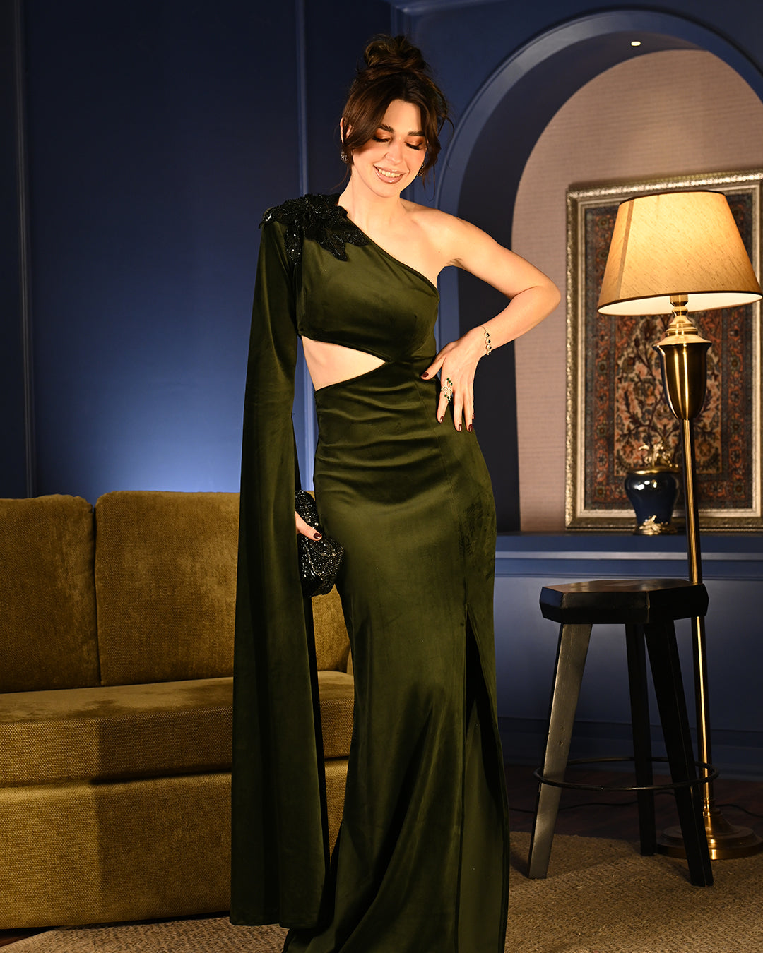 Olive Velvet Eva Gown