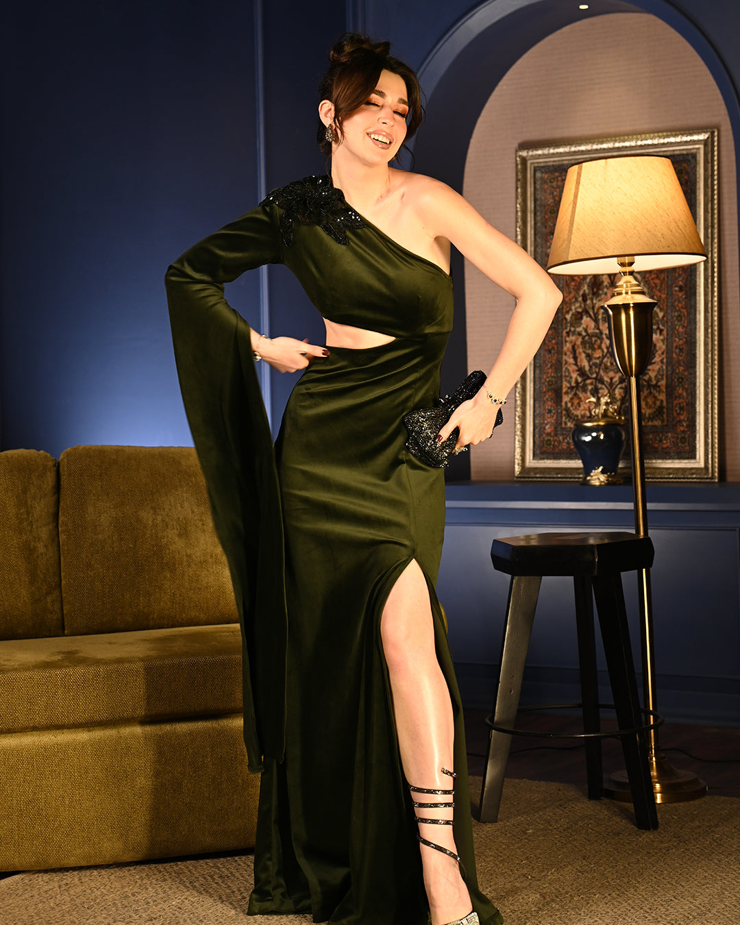 Olive Velvet Eva Gown