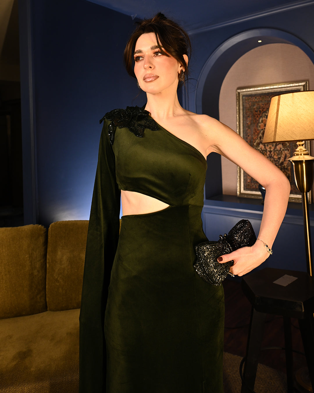 Olive Velvet Eva Gown