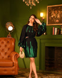 Green oak Foil Mini dress