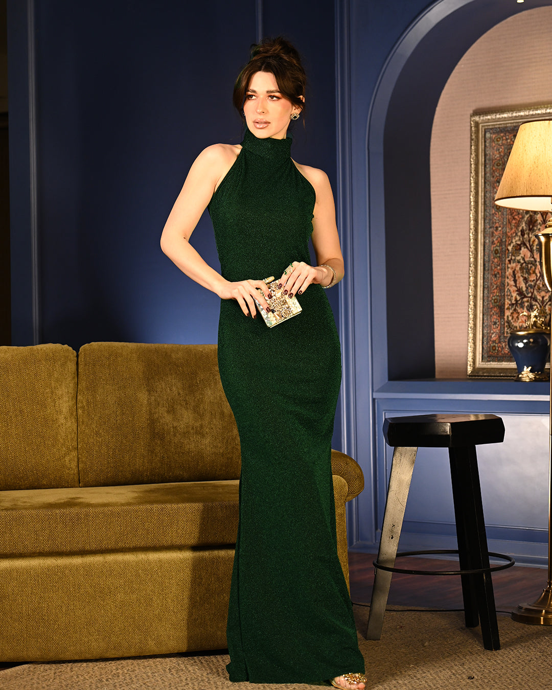 Green Shimmer Charollete Gown