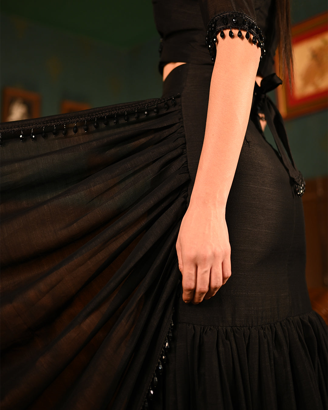 Black Frill Saree