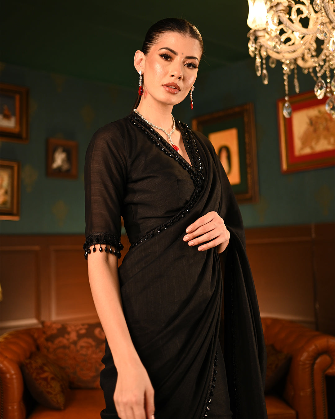 Black Frill Saree