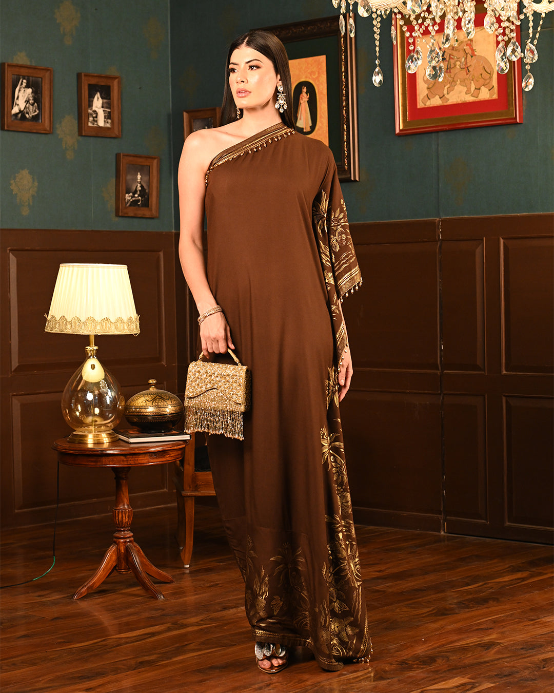 Brown Foil Luxe Kaftan