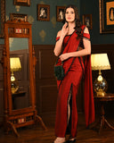 Red Slit Saree coord