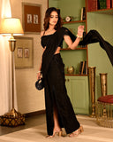 Black Slit Saree coord