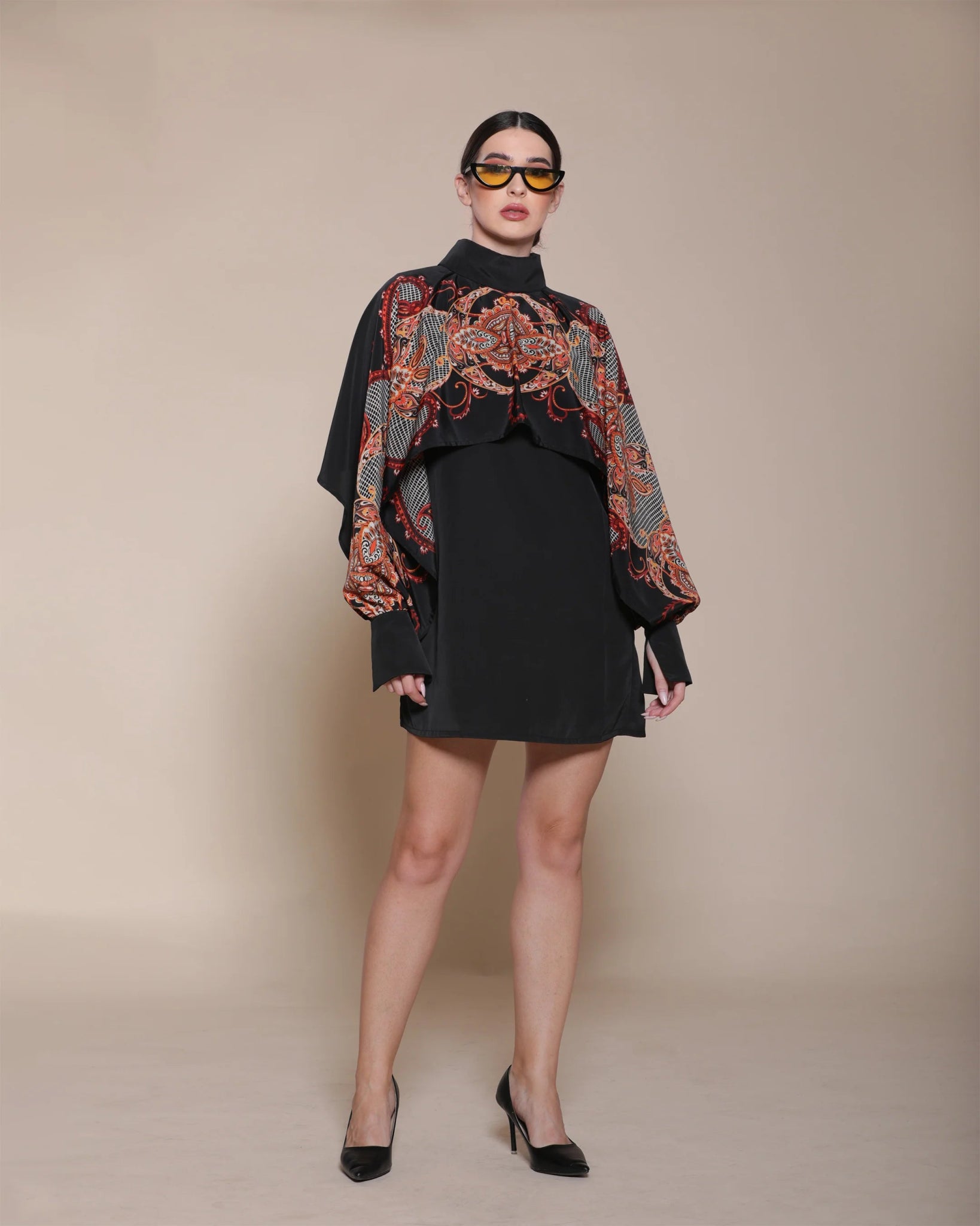 BAROQUE CAPE DRESS (SINGLE PRINT) - Wabi Sabi